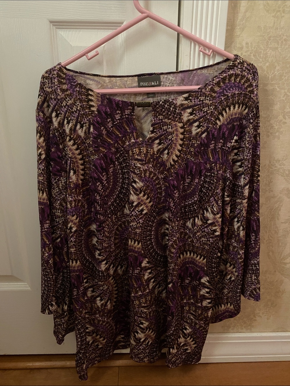 Roz & Ali Purple Patterned Women's Top